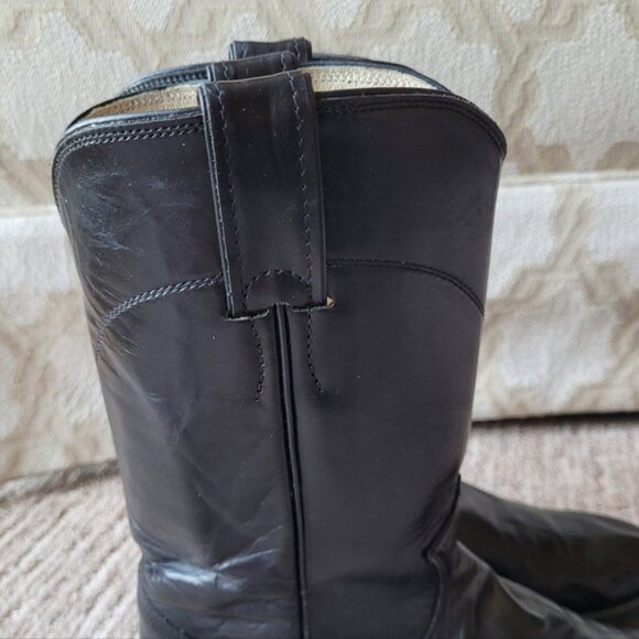 Western Heeled Cowgirl Boots Pull On Black Size 6.5 A Narrow - Picture 10 of 14